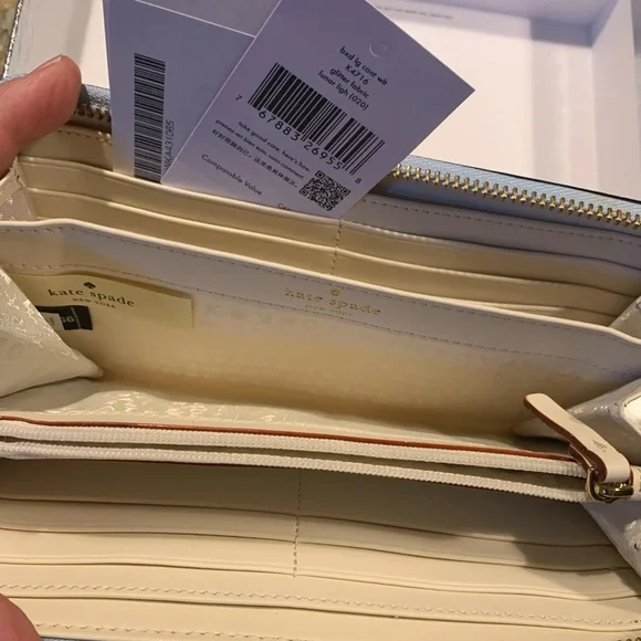 NEW KATE SPADE Zip Around Leather Wallet w/Glitter Box Perfect for Spring!! - Picture 15 of 15
